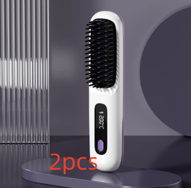Wireless Hair Straightener Brush, Fast Heating, USB Rechargeable