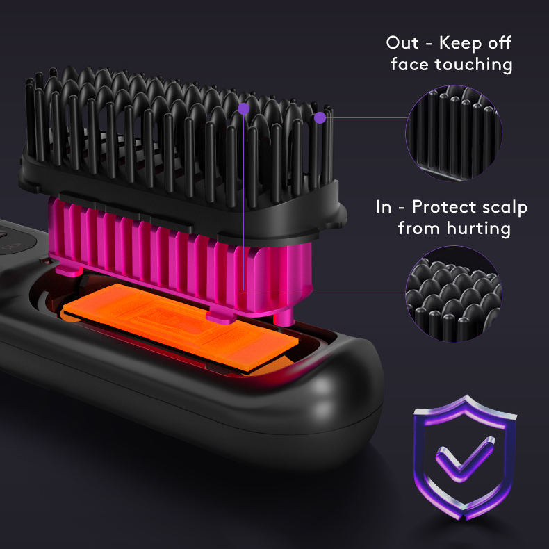 Wireless Hair Straightener Brush, Fast Heating, USB Rechargeable