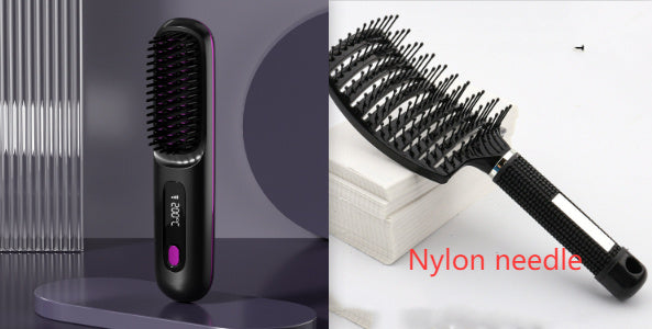 Wireless Hair Straightener Brush, Fast Heating, USB Rechargeable