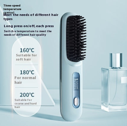 Wireless Hair Straightener Brush, Fast Heating, USB Rechargeable