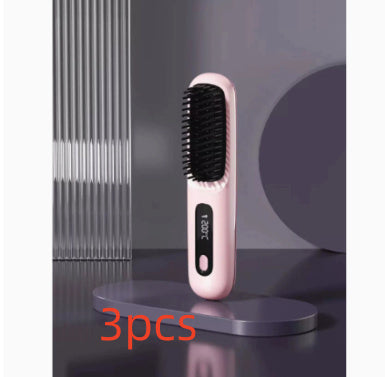 Wireless Hair Straightener Brush, Fast Heating, USB Rechargeable