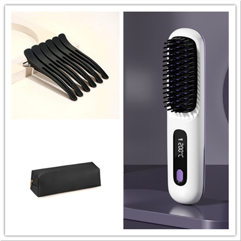 Wireless Hair Straightener Brush, Fast Heating, USB Rechargeable
