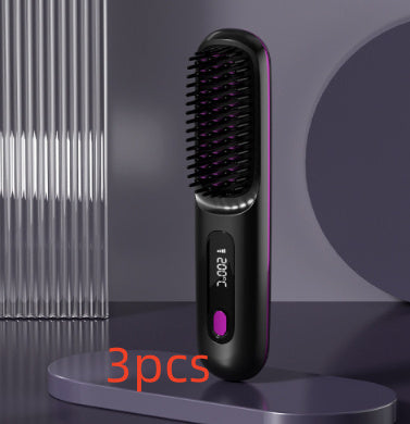 Wireless Hair Straightener Brush, Fast Heating, USB Rechargeable