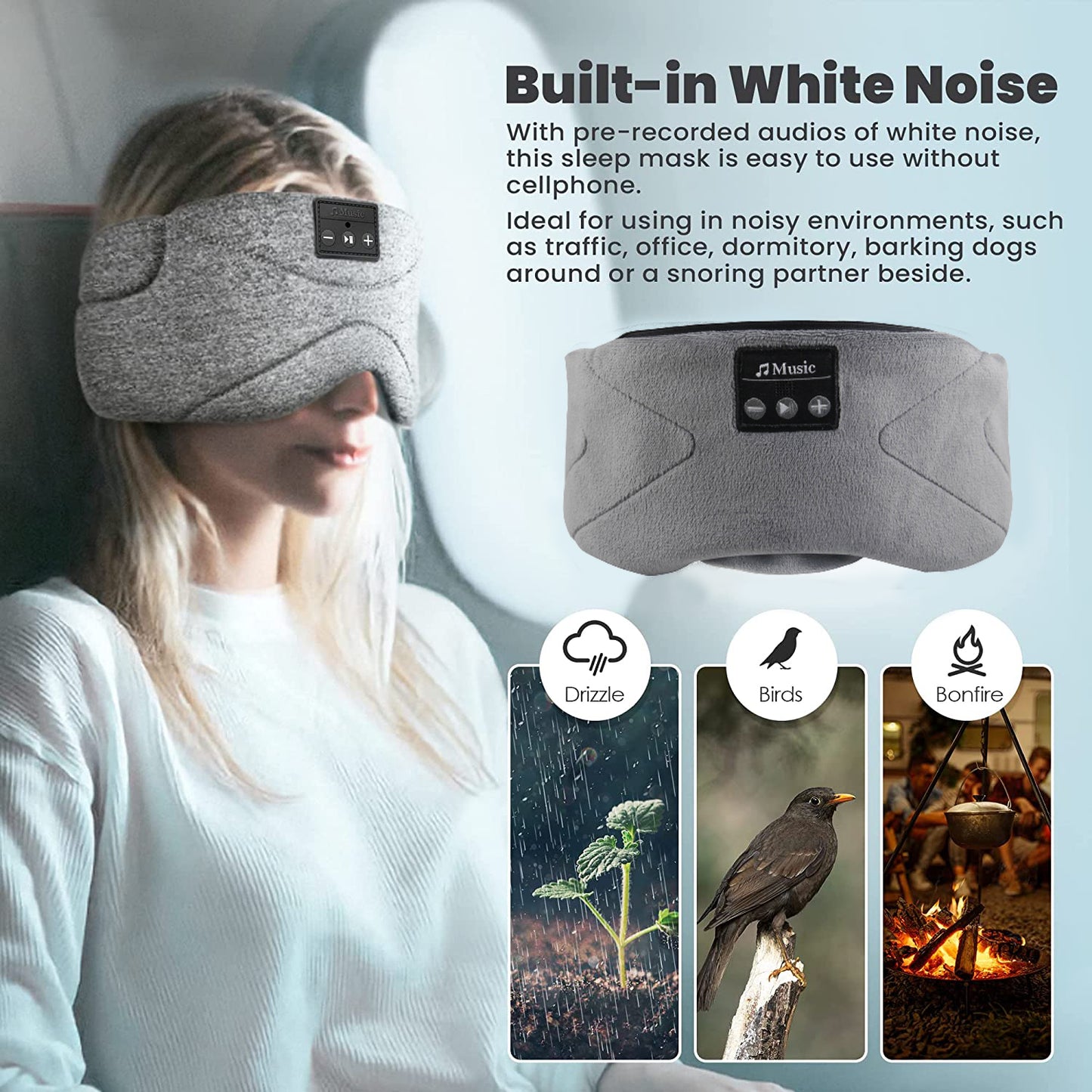 White Noise Sleep Mask – Relax & Rest Anywhere