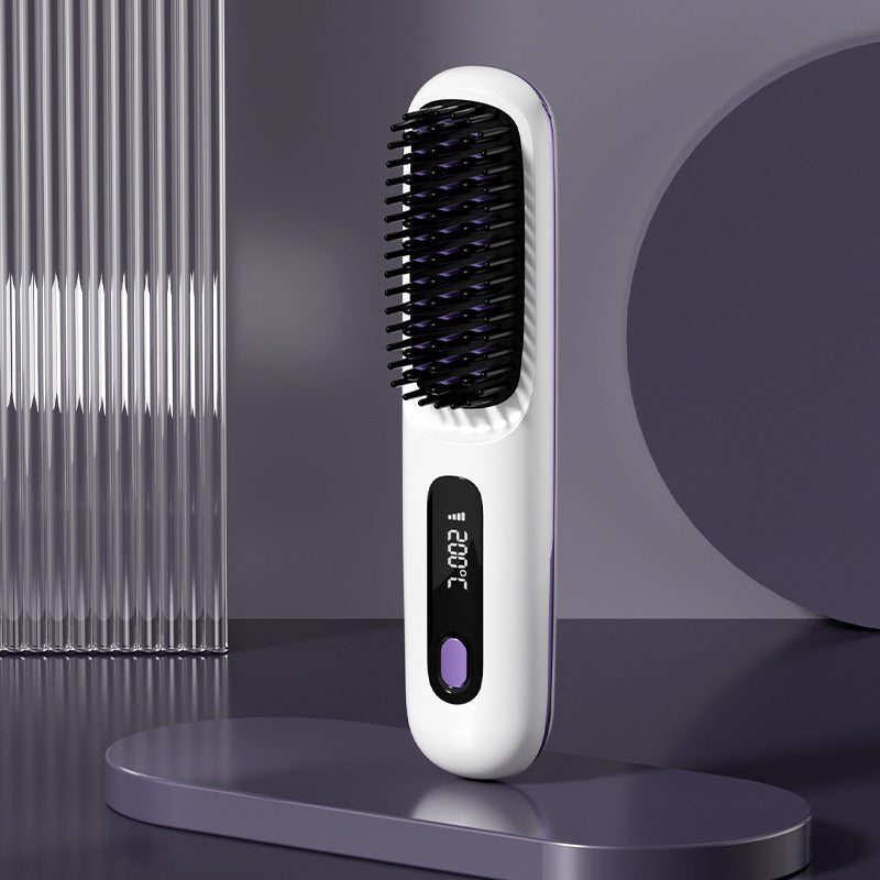 Wireless Hair Straightener Brush, Fast Heating, USB Rechargeable