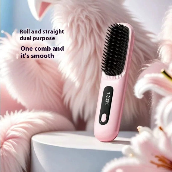 Wireless Hair Straightener Brush, Fast Heating, USB Rechargeable