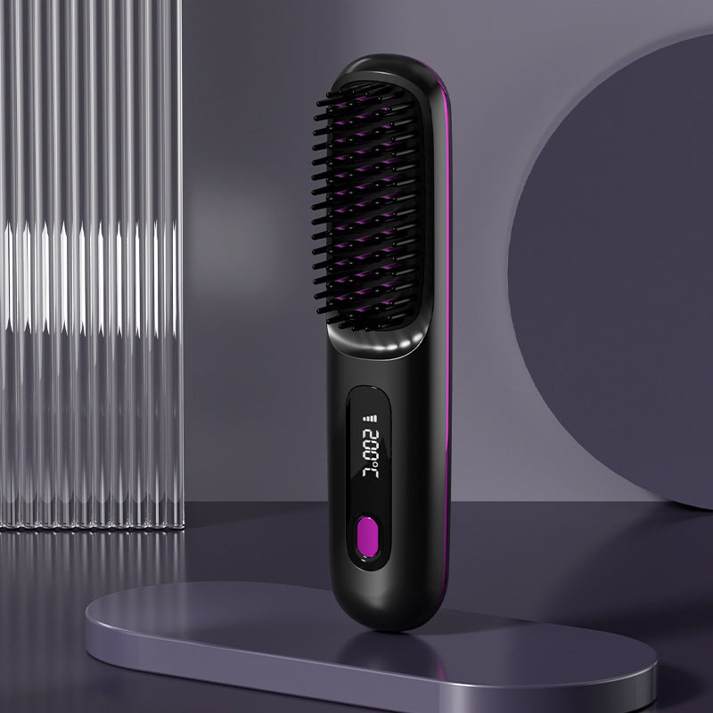Wireless Hair Straightener Brush, Fast Heating, USB Rechargeable