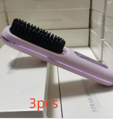 Wireless Hair Straightener Brush, Fast Heating, USB Rechargeable