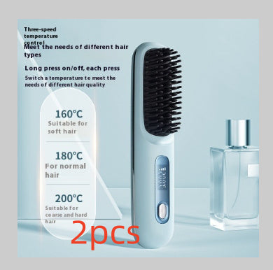 Wireless Hair Straightener Brush, Fast Heating, USB Rechargeable