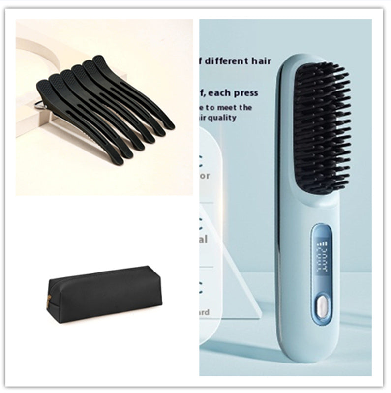 Wireless Hair Straightener Brush, Fast Heating, USB Rechargeable