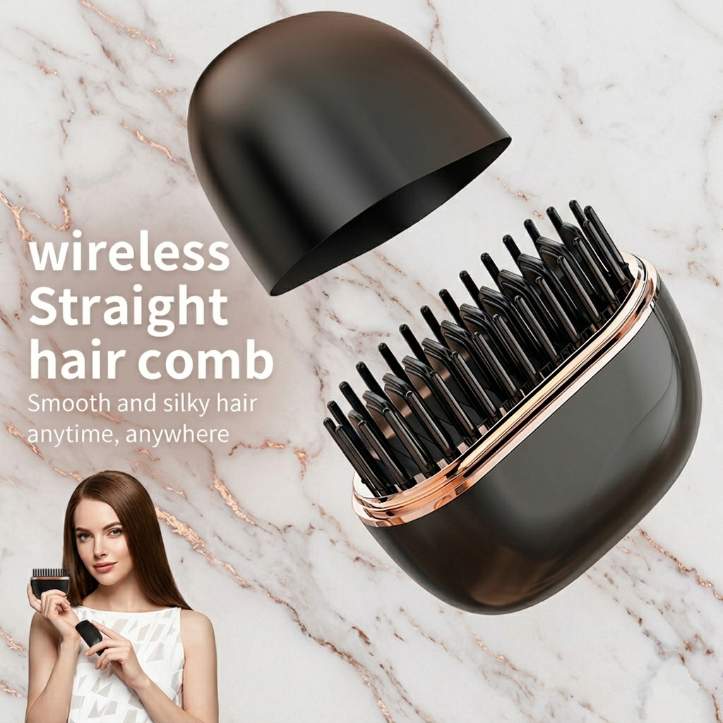 Mini Portable Hair Straightener Comb – Wireless & Safe