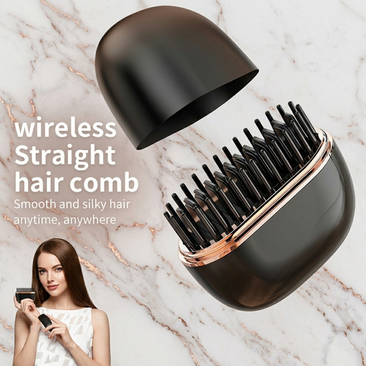 Mini Portable Hair Straightener Comb – Wireless & Safe