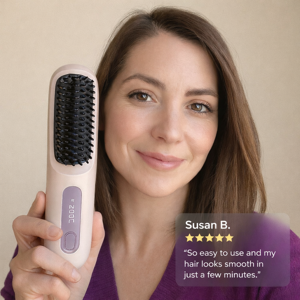 Hair Straightener Brush, Fast Heating, USB Rechargeable